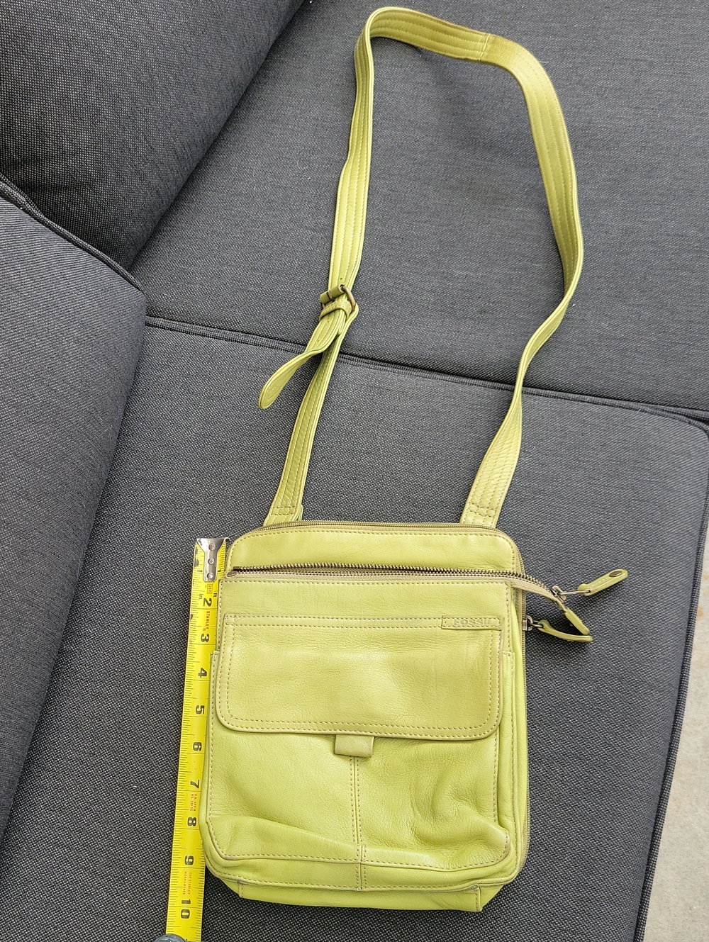 Fossil Lime Green Leather Crossbody Bag